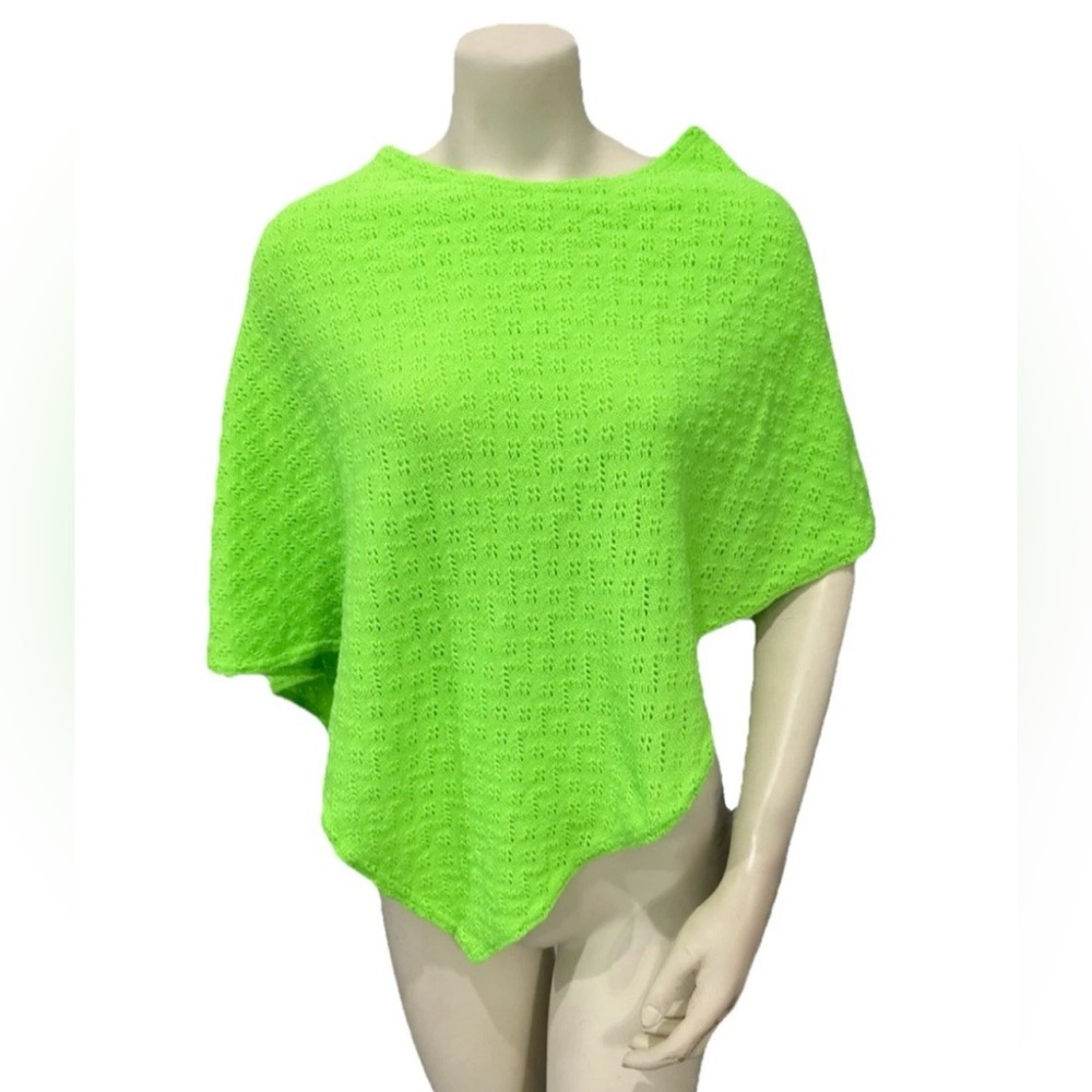 Matthew & David for B.L Neon Green Knit Cape Poncho OS Y2K Festival Boho Coastal